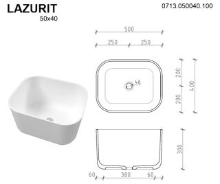 Раковина Whitecross Lazurit 0713.050040.100 50см белый глянец